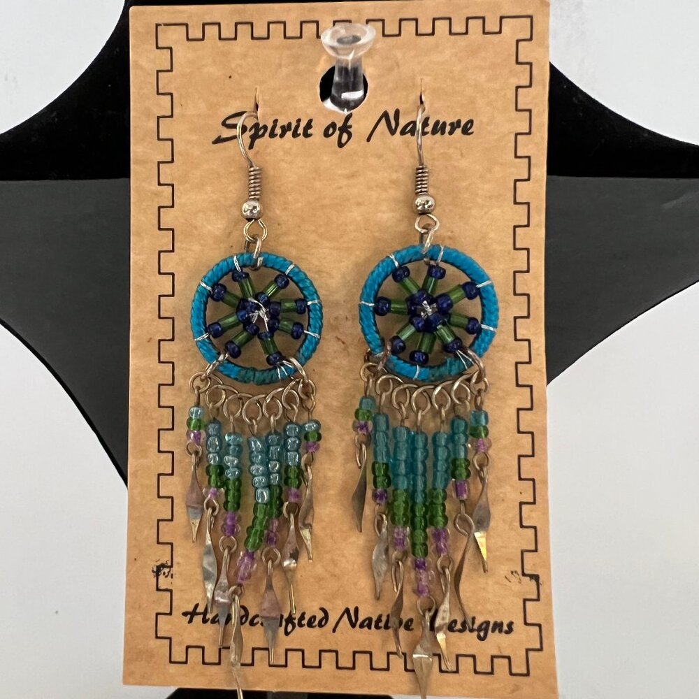 WOMENS HANDCRAFTED NATIVE DESIGN DREAM CATCHER EARRINGS